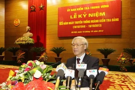 Tổng Bí thư Nguyễn Phú Trọng phát biểu tại buổi lễ. (Ảnh: Trí Dũng/TTXVN)