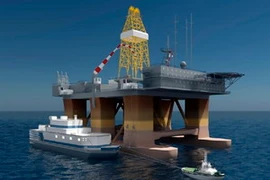 Mô hình nhà máy điện hạt nhân nổi trên biển của Nga. (Nguồn: Internet)