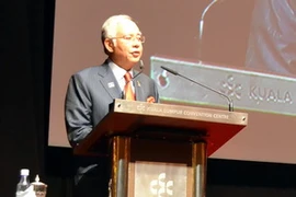 Thủ tướng Najib phát biểu tại hội nghị. (Ảnh: Kim Dung-Chí Giáp/Vietnam+)
