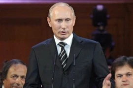 Thủ tướng Nga Vladimir Putin phát biểu tại lễ khai mạc cuộc thi âm nhạc Tchaikovsky lần thứ 14. (Nguồn: AP)