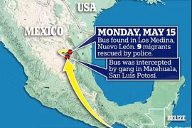 52 người Mexco di cư đến Mỹ bằng xe buýt bị bắt cóc tại bang Nuevo Leon. (Nguồn: Daily Mail)