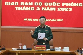 Đại tướng Phan Văn Giang phát biểu tại Hội nghị. (Ảnh: Hồng Pha/TTXVN phát)