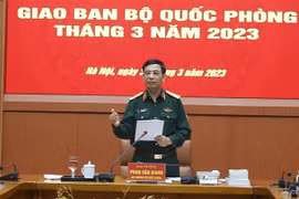 Đại tướng Phan Văn Giang phát biểu tại Hội nghị. (Ảnh: Hồng Pha/TTXVN phát)