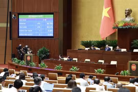 Quốc hội thông qua qua Nghị quyết về việc lấy phiếu tín nhiệm, bỏ phiếu tín nhiệm đối với người giữ chức vụ do Quốc hội, Hội đồng nhân dân bầu hoặc phê chuẩn (sửa đổi). (Ảnh: Doãn Tấn/TTXVN)