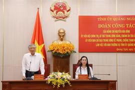Ông Nguyễn Hòa Bình, Ủy viên Bộ Chính trị, Bí Thư Trung ương Đảng, Chánh án Tòa án Nhân dân tối cao, Ủy viên Ban Chỉ đạo Trung ương về phòng, chống tham nhũng tiêu cực, phát biểu tại buổi làm việc. (Ảnh: Phạm Cường/TTXVN)