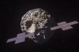 Hình minh họa mô tả Tàu vũ trụ Psyche của NASA tiếp cận Tiểu hành tinh Psyche. (Nguồn: NASA)