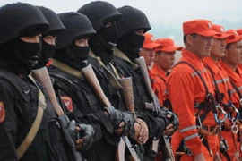 Các lực lượng Kyrgyzstan tham gia một cuộc diễn tập chống khủng bố ở Batken, miền nam nước này. (Ảnh: OSCE)