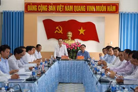 Bí thư Thành ủy Cần Thơ Nguyễn Văn Hiếu phát biểu tại buổi làm việc. (Ảnh: Thanh Liêm/TTXVN)