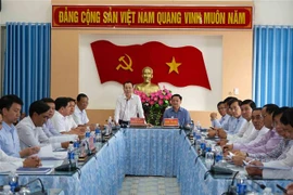 Bí thư Thành ủy Cần Thơ Nguyễn Văn Hiếu phát biểu tại buổi làm việc. (Ảnh: Thanh Liêm/TTXVN)