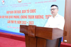 Chủ tịch Hội Nhà báo Việt Nam Lê Quốc Minh phát biểu. (Ảnh: Minh Đức/TTXVN)