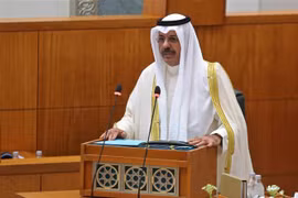 Thủ tướng Kuwait Sheikh Ahmad Nawaf al-Sabah phát biểu trước Quốc hội tại Kuwait City ngày 18/10/2022. (Ảnh: AFP/TTXVN)