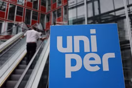 Logo Uniper tại trụ sở công ty tiện ích ở Duesseldorf, Đức. (Nguồn: Reuters)