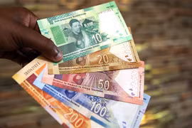 Đồng tiền rand của Nam Phi tại Pretoria. (Ảnh: AFP/TTXVN)