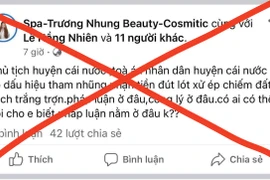 Nội dung bài đăng sai sự thật của bà T.H.N trên mạng xã hội Facebook. (Ảnh: TTXVN phát)