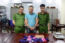 Đối tượng Nguyễn Tiến Hóa cùng tang vật bị bắt giữ. (Ảnh: TTXVN phát)