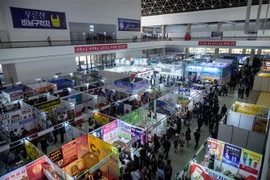 Các gian hàng tại hội chợ thương mại ở Bình Nhưỡng, Triều Tiên, ngày 20/5/2019. (Ảnh: AFP/ TTXVN)
