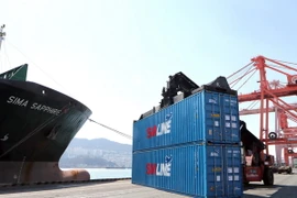 Một cảng hàng hóa ở Busan, Hàn Quốc. (Nguồn: EPA/TTXVN)