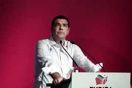 Thủ tướng Hy Lạp Alexis Tsipras tại một cuộc họp của đảng Syriza ở thủ đô Athens ngày 30/7. (Nguồn: AFP/TTXVN) 