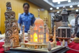 Những tác phẩm tinh xảo từ ngà voi. (Nguồn: CCTVNews)