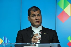 Tổng thống Ecuador Rafael Correa, quốc gia đang giữ chức Chủ tịch luân phiên CELAC tại cuộc họp báo kết thúc hội nghị. (Ảnh: Hương Giang/TTXVN) 