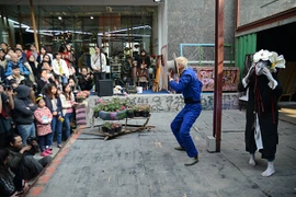Nghệ sỹ biểu diễn trong chương trình. (Ảnh: Ngọc Tùng/Vietnam+)