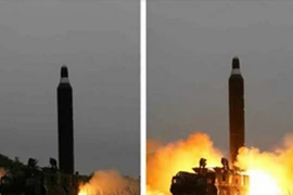 Một vụ phóng tên lửa tầm trung Musudan của Triều Tiên được tiến hành ở thành phố miền tây Wonsan dưới sự chứng kiến của nhà lãnh đạo Triều Tiên Kim Jong-un, ngày 23/6/2016. (Nguồn: Yonhap/TTXVN)