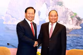 Thủ tướng Nguyễn Xuân Phúc tiếp đồng chí Bành Thanh Hoa, Bí thư Khu ủy Khu tự trị dân tộc Choang tỉnh Quảng Tây (Trung Quốc). (Ảnh: Thống Nhất/TTXVN)