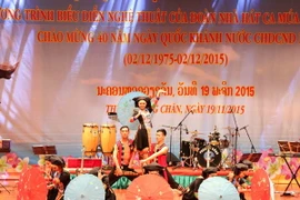 Chương trình nghệ thuật đặc biệt với chủ đề “Nhịp cầu hữu nghị tình đoàn kết Việt-Lào anh em”. (Ảnh: Phạm Kiên/TTXVN)