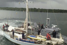 Chiếc du thuyền bị tấn công được tìm thấy tại vùng biển Sulu, miền nam Philippines ngày 7/11. (Nguồn: AP/TTXVN)