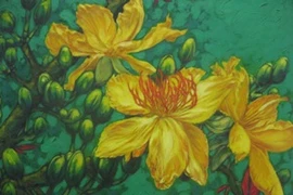 Một bức tranh trong triển lãm. (Ảnh: Thiên Linh/ Vietnam+)