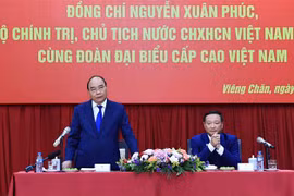 Chủ tịch nước gặp đại diện cộng đồng và doanh nghiệp Việt Nam tại Lào