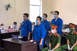 Các bị cáo Trương Châu Hữu Danh, Nguyễn Phước Trung Bảo, Đoàn Kiên Giang, Nguyễn Thanh Nhã tại phiên xét xử. (Ảnh: TTXVN phát)