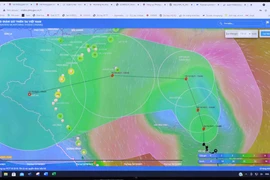 Sơ đồ đường đi của cơn bão số 7. (Ảnh: TTXVN)