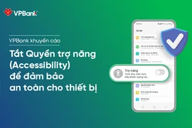 VPBank đã khuyến cáo khách hàng tắt quyền trợ năng từ giữa tháng 11/2023. (Ảnh: PV/Vietnam+)