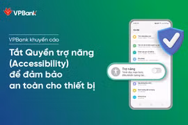 VPBank đã khuyến cáo khách hàng tắt quyền trợ năng từ giữa tháng 11/2023. (Ảnh: PV/Vietnam+)