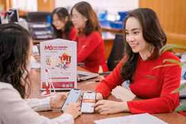 Khách hàng giao dịch tại Agribank. (Ảnh: PV/Vietnam+)