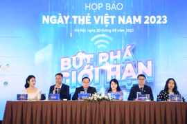 Các đại biểu tại họp báo Ngày thẻ Việt Nam 2023. (Anh: PV/Vietnam+)