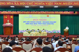gành ngân hàng và doanh nghiệp tìm các đẩy mạnh tín dụng, hỗ trợ sản xuất, kinh doanh trên địa bàn tỉnh Thái Nguyên. (Ảnh: PV/Vietnam+)
