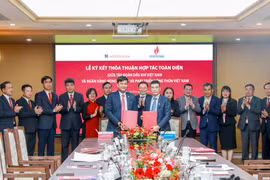 Lãnh đạo hai bên tham gia ký kết. (Ảnh: PV/Vietnam+)