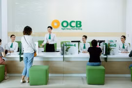 Khách hàng giao dịch tại ngân hàng OCB. (Ảnh: PV/Vietnam+)