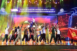 Một tiết mục nghệ thuật tại buổi tổng duyệt chương trình. (Nguồn: Sở Thông tin và Truyền thông thành phố Hà Nội)