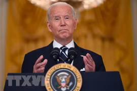 Tổng thống Mỹ Joe Biden phát biểu tại Nhà Trắng. (Ảnh: AFP/TTXVN)
