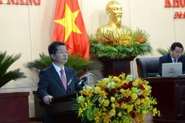 Bí thư Thành ủy Đà Nẵng Nguyễn Văn Quảng phát biểu tại Kỳ họp. (Ảnh: Quốc Dũng/TTXVN)