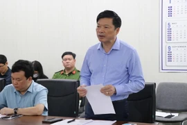 Phó Chủ tịch UBND tỉnh Bắc Ninh Đảo Quang Khải phát biểu tại buổi làm việc. (Ảnh: Thái Hùng/TTXVN)