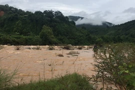 Khu vực suối Nậm Củm, xã Pa Ủ, huyện Mường Tè, tỉnh Lai Châu, nơi 2 công nhân bị nước lũ cuốn trôi. (Ảnh: TTXVN phát)