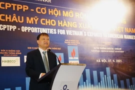 Thứ trưởng Bộ Công Thương Đỗ Thắng Hải phát biểu tại hội thảo. (Ảnh: Trần Việt/TTXVN)