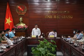 Ông Đồng Văn Thanh, Chủ tịch Ủy ban Nhân dân tỉnh Hậu Giang phát biểu. (Ảnh: Hồng Thái/TTXVN)