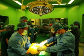 Các bác sỹ Bệnh viện Bà Rịa và Trung tâm điều phối ghép tạng Bệnh viện Chợ Rẫy tiến hành phẫu thuật lấy tạng anh N.T.T, ngụ thành phố Vũng Tàu, người bị tai nạn giao thông chết não được gia đình hiến tặng 4 bộ phận tạng. (Ảnh: Hoàng Nhị/TTXVN)