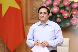 Thủ tướng Phạm Minh Chính phát biểu tại buổi làm việc. (Ảnh: Dương Giang/TTXVN)