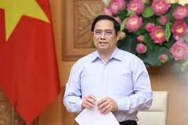 Thủ tướng Phạm Minh Chính phát biểu tại buổi làm việc. (Ảnh: Dương Giang/TTXVN)